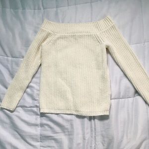 White Knit off the shoulder sweater